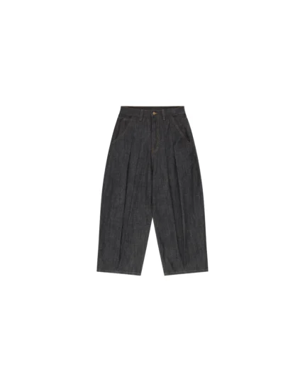 Shinzo Brand Okayama 15oz Raw Black Pleated Japanese Selvedge Balloon Denim Pants